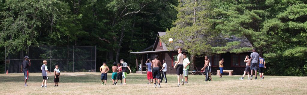 Campers playing soccer